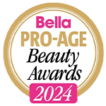 Et mærke, der viser anerkendelsen fra Bella Pro-Age Beauty Awards 2024.