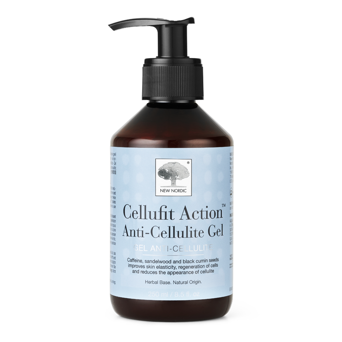 di_webpackshot_cellufit_actiongel_uk New Nordic Cellufit Action™ Anti-Cellulite Gel med koffein, sandeltræ og sort kommen hjælper med at forbedre hudens elasticitet og mindske synligheden af cellulite.