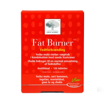New Nordic Fat Burner™ kosttilskud med yerba mate, grøn te, ingefær og cholin, udviklet til vægttab og normal fedtforbrænding som en del af en sund livsstil.