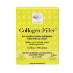 New Nordic Collagen Filler™ med hydrolyseret kollagen, granatæble, astaxanthin, C-vitamin og ceramider kan mindske synligheden af fine linjer og rynker samt bidrage til at forbedre hudens fasthed og elasticitet.