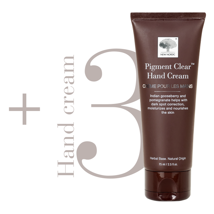 Trin 3: Pigment Clear™ håndcreme indgår som det tredje trin i en hudplejerutine.