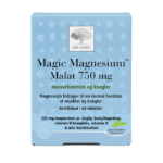 New Nordic Magic Magnesium Malat 750 mg™ med magnesium, B-vitaminer, D-vitamin og urter, hvor magnesium bidrager til normal muskelfunktion og opretholdelse af normale knogler.