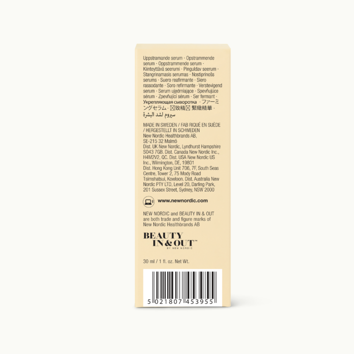 Bagsiden af emballagen til Natural Magic™ Firming Serum.