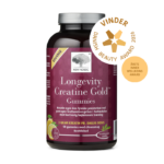 New Nordic Longevity Creatine Gold™ Gummies med kreatin, som øger den fysiske præstation ved gentagne kraftanstrengelser i forbindelse med kortvarig højintensiv træning, udmærket med Danish Beauty Award 2026-vinderbadget.