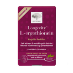 New Nordic Longevity L-ergothionein™ med L-ergothionein, gurkemeje, zink og thiamin, hvor zink bidrager til normal kognitiv funktion, herunder hukommelse og opmærksomhed.