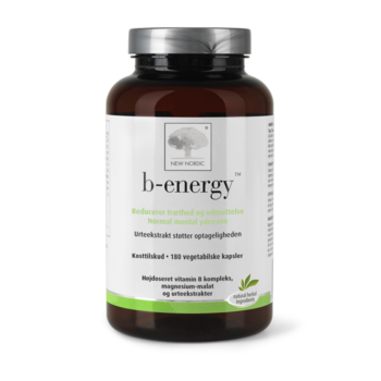New Nordic b-energy™ med et højt doseret B-vitaminkompleks, magnesium og urteekstrakter hjælper med at forebygge træthed og udmattelse samt understøtte normal mental ydeevne.