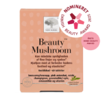 New Nordic Beauty Mushroom™ med snesvamp, lyserød østershat, reishi, granatæble og astaxanthin kan mindske synligheden af fine linjer og rynker samt bidrage til at forbedre hudens fasthed og elasticitet.