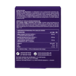 Bagsiden af New Nordic Blue Berry Plus Øjenvitamin™ med produktoplysninger, ingredienser og anbefalet daglig dosis.