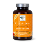 New Nordic Gurkemeje Gummies™ er et kosttilskud med gurkemejeekstrakt, der hjælper med at bevare sunde og smidige led. Veganske gummibonbons med mango- og appelsinsmag i en brun flaske med orange etiket.