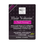 New Nordic Hair Volume™ plus Nail Strong™ med æbleekstrakt, ortho-kiselsyre, biotin og zink. Kosttilskud udviklet til at opretholde normalt hår og normale negle.