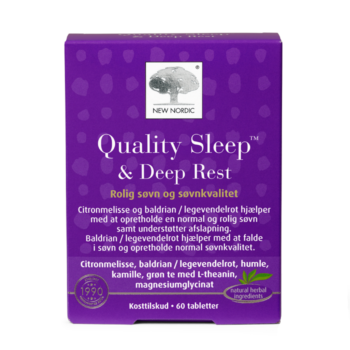 New Nordic Quality Sleep™ & Deep Rest produktæske på transparent baggrund.