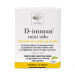 De nye nordiske D-immun™ mini-tabletter med D-vitamin bidrager til immunsystemets og musklernes normale funktion samt til at opretholde normale knogler og tænder.