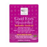 New Nordic Good Eyes™ kosttilskud med blåbær, fyrrebark, safran og vitamin A, udviklet til at understøtte et normalt syn og lindre trætte og anstrengte øjne.