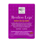 New Nordic Restless Legs™ med brændenælde, fyrrebark, irsk havmos, magnesium og B-vitaminer, hvor magnesium bidrager til normal muskelfunktion, og vitamin B6 og B12 bidrager til nervesystemets normale funktion.