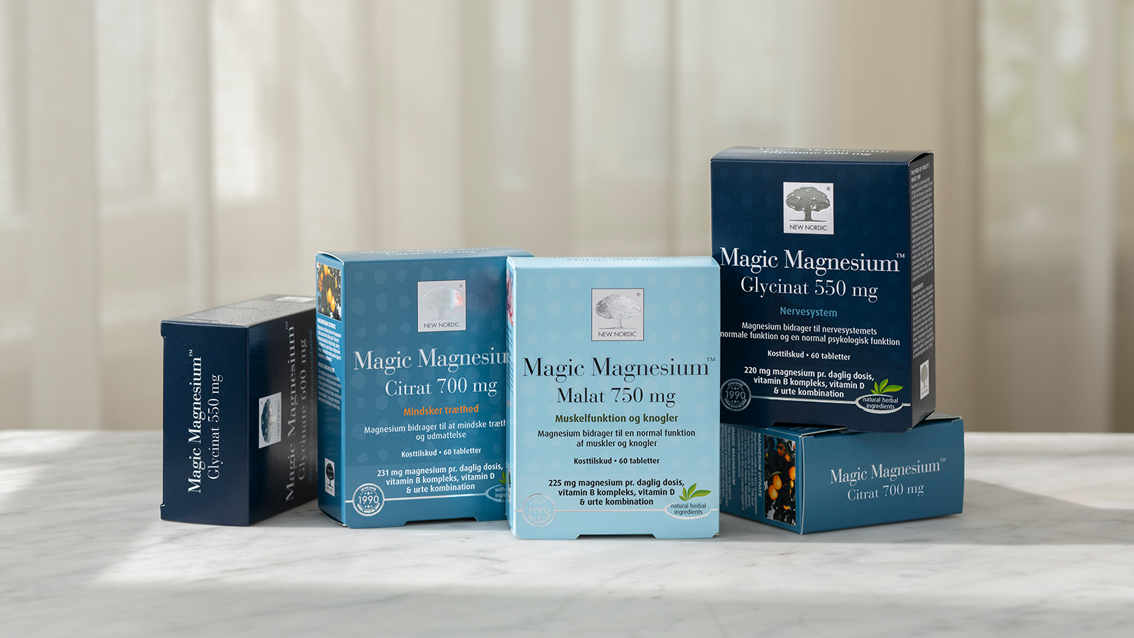 Magic Magnesium™ Malate 14 Magic Magnesium™ serien med Glycinat, Citrat og Malat, der understøtter forskellige behov som nervesystem, muskelfunktion samt mindsker træthed og udmattelse.